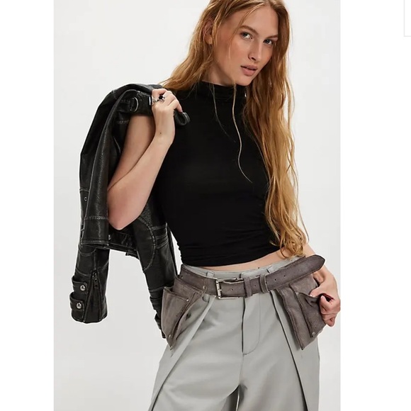 NWT Free People Crew Cargo Pocket Belt Gravel Rock - Picture 2 of 7